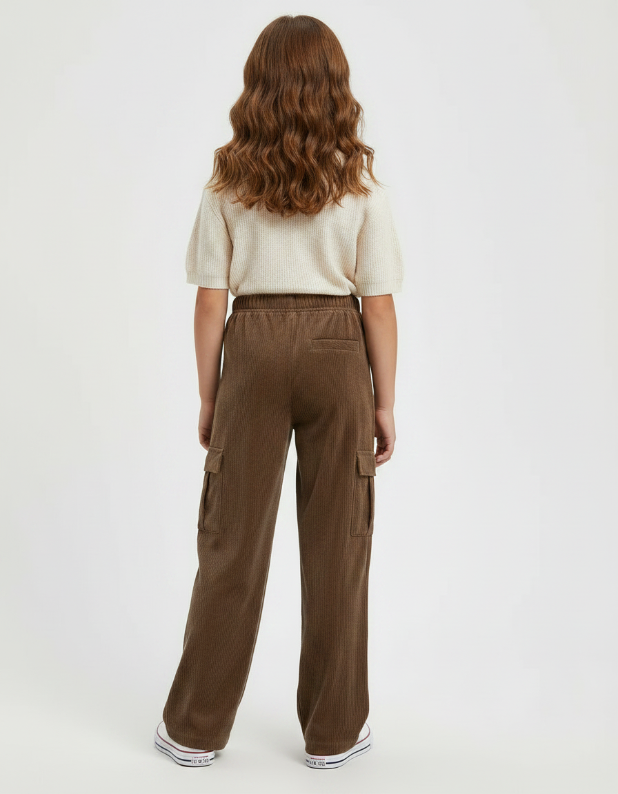 Pantalon Cargo En Velours - Marron - vue 2