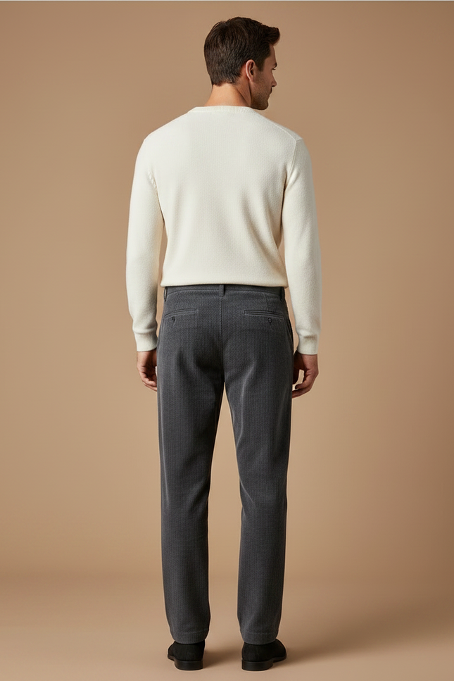 Pantalon Velours Côtelé Gris Droit Homme Décontracté Chaud - Cordé - vue 2