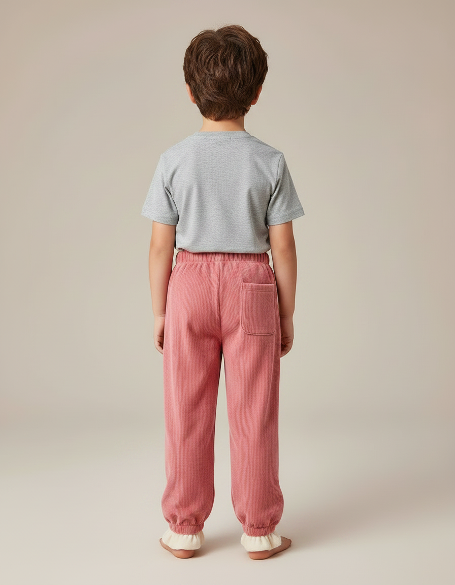 Pantalon Velours Côtelé Rose Ours Chaud Enfant - Cordé - vue 2