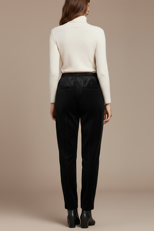 Pantalon Carotte Velours Femme - Noir - vue 2
