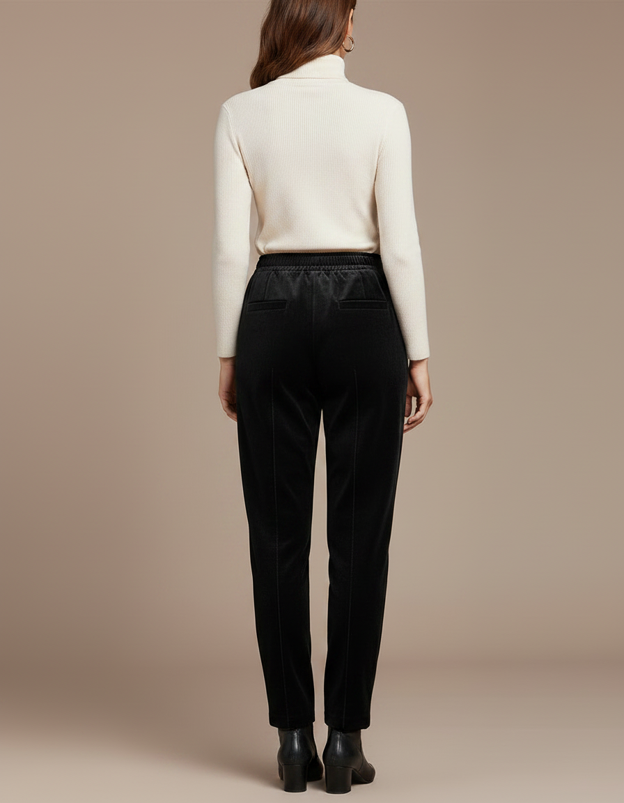 Pantalon Carotte Velours Femme - Noir - vue 2