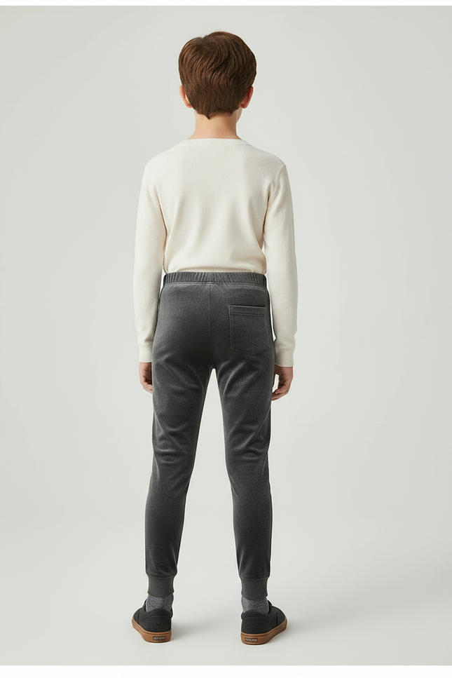 Pantalon Velours Gris Slim Molletonné Enfant - vue 2