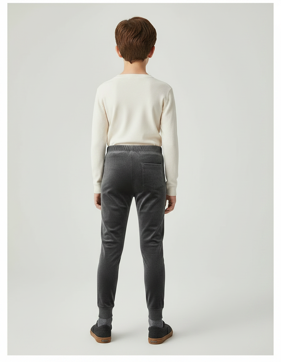 Pantalon Velours Gris Slim Molletonné Enfant - vue 2