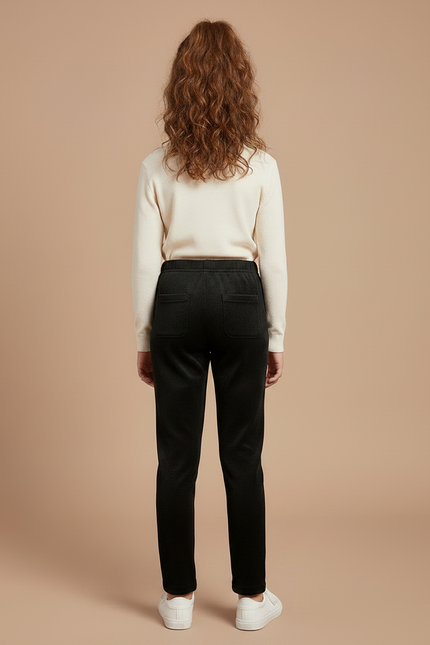 Pantalon Velours Noir Coupe Droite Épais Enfant - vue 2