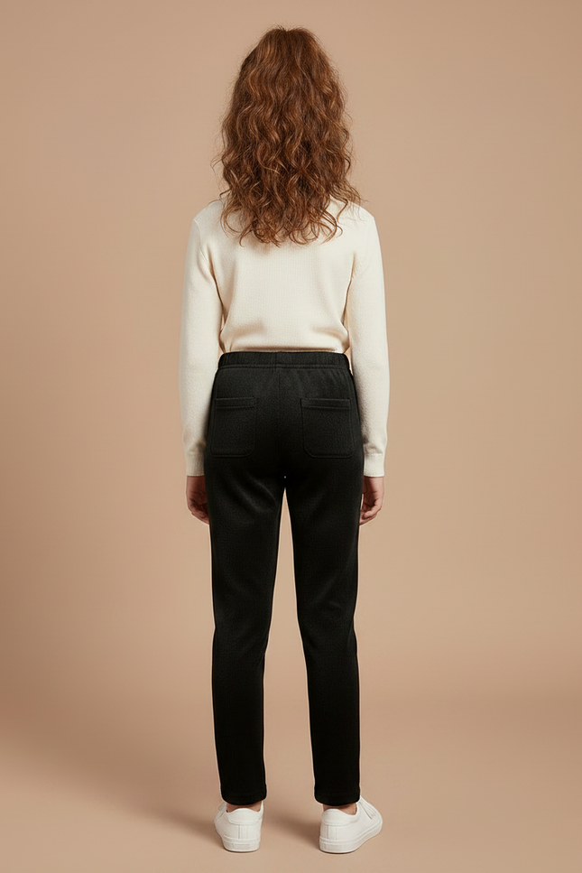 Pantalon Velours Noir Coupe Droite Épais Enfant - vue 2