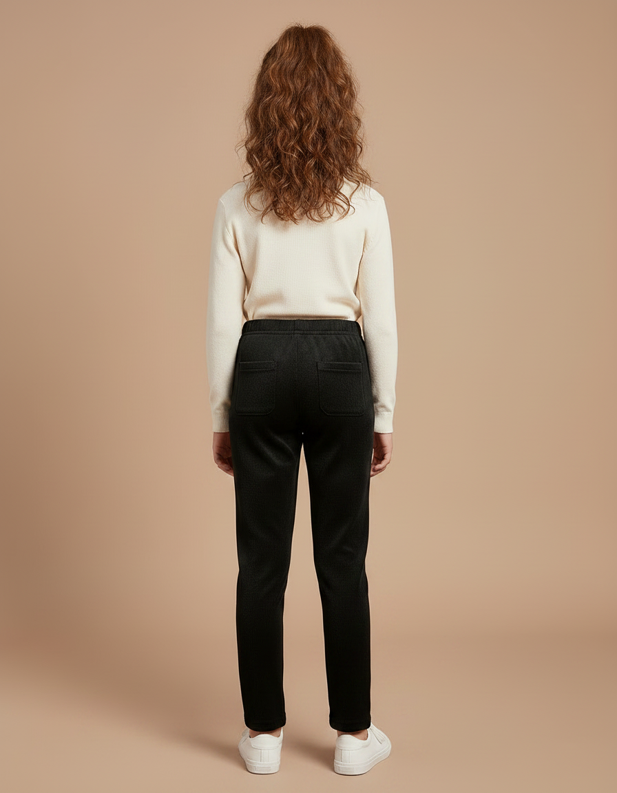 Pantalon Velours Noir Coupe Droite Épais Enfant - vue 2