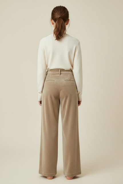 Pantalon Velours Beige Ample Fille Décontracté Chaud - vue 2