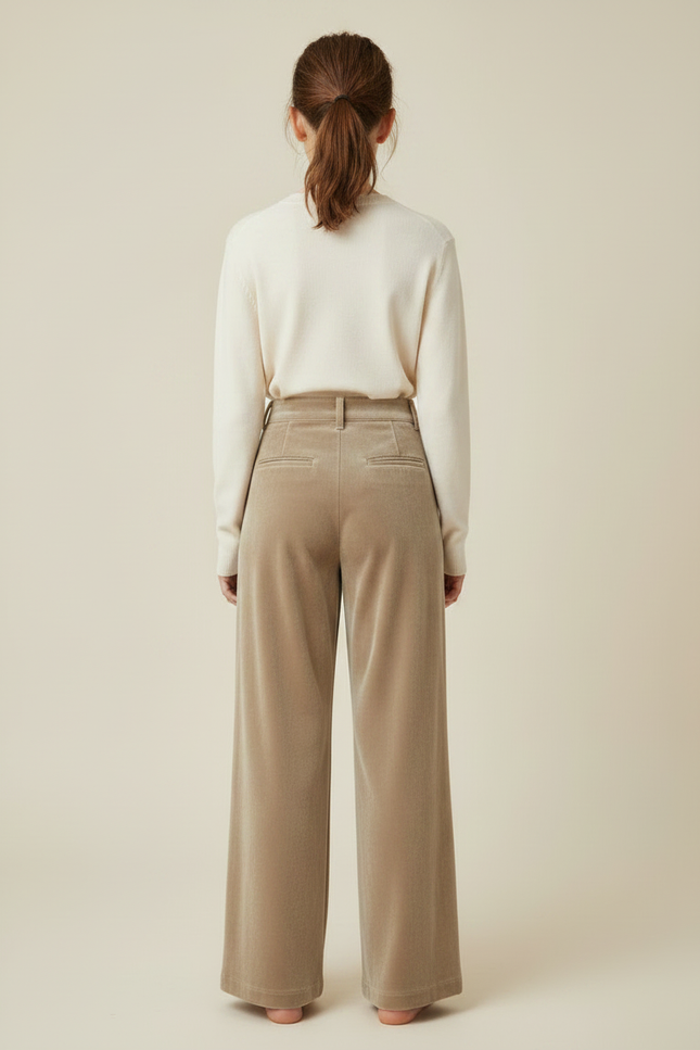 Pantalon Velours Beige Ample Fille Décontracté Chaud - vue 2
