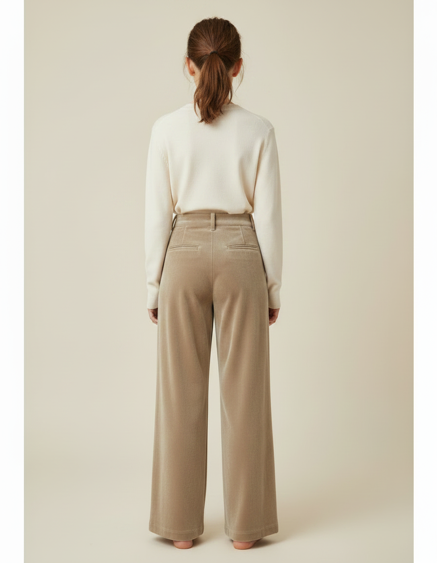 Pantalon Velours Beige Ample Fille Décontracté Chaud - vue 2