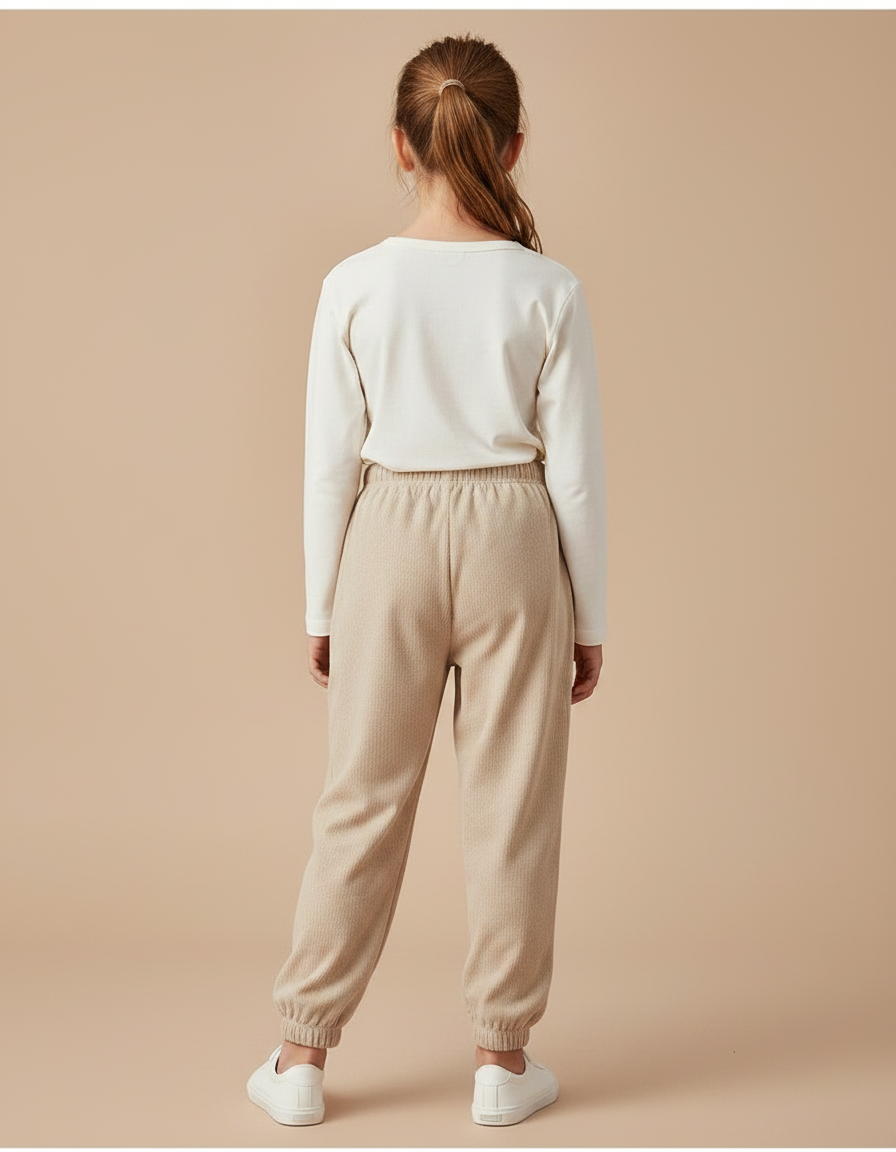 Pantalon Velours Côtelé Beige Ample Enfant Confortable - Cordé - vue 2