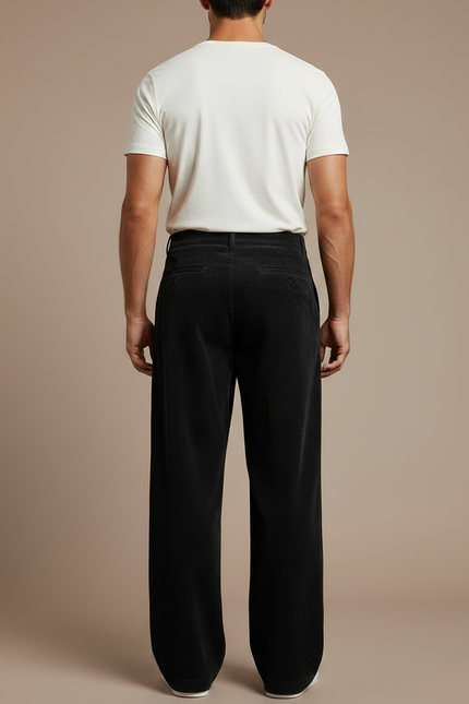 Pantalon Velours Homme Noir Large - Cordé - vue 2