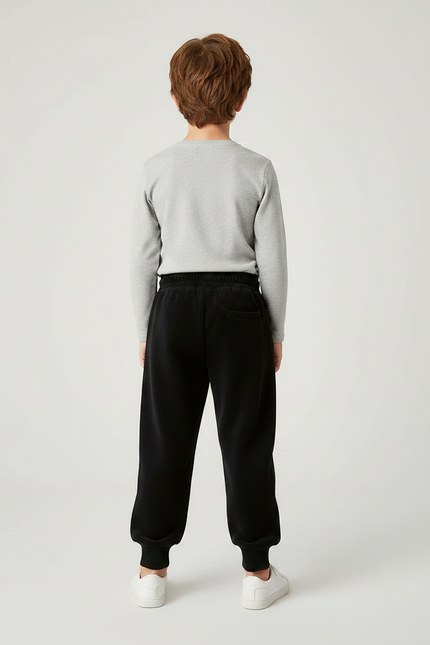 Pantalon Velours Noir Ample Brodé Garçon Hiver - vue 2