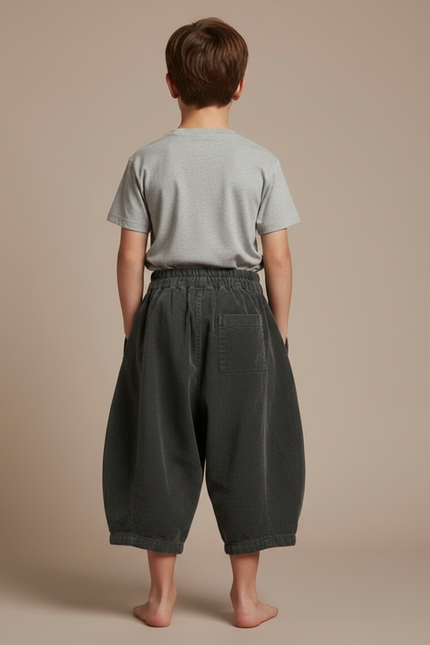 Pantalon Velours Côtelé Gris Ample Garçon Rétro - Cordé - vue 2