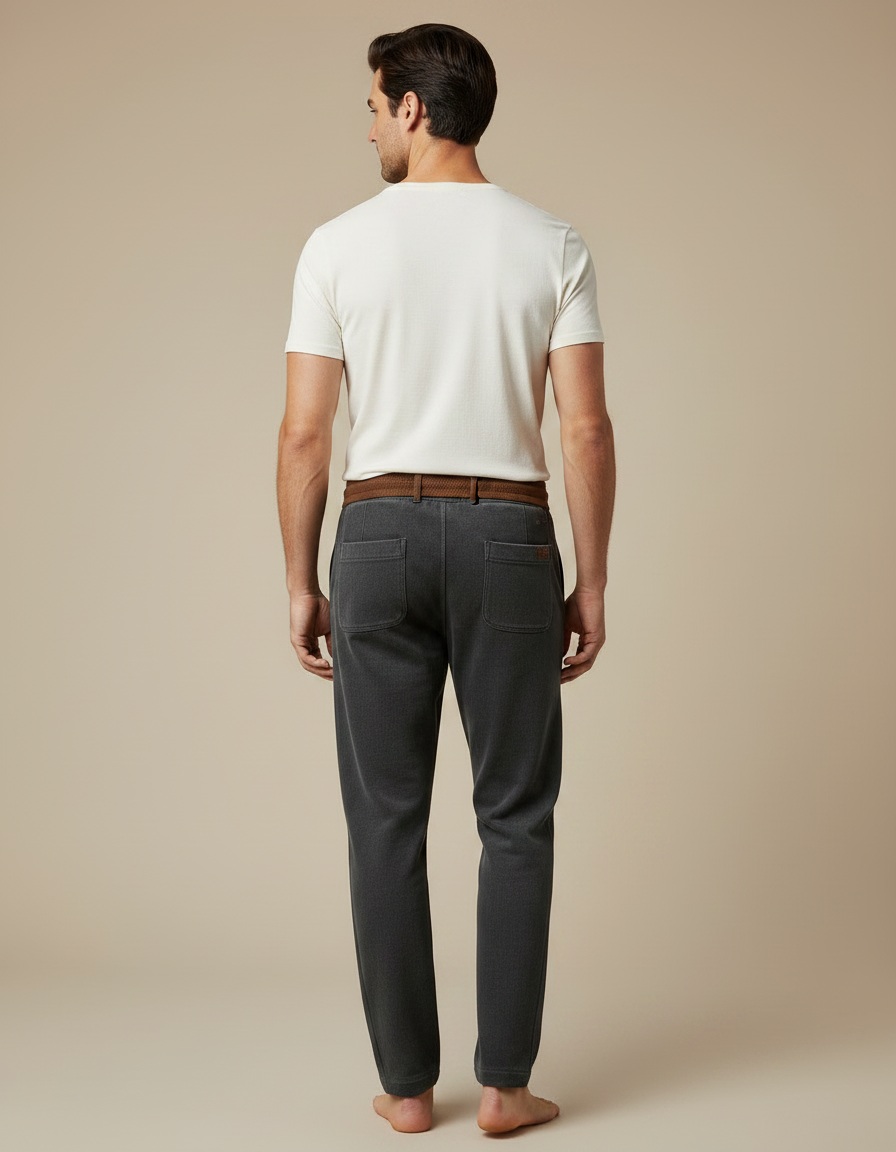 Pantalon Velours Gris Droit Décontracté Cordon Homme - vue 2