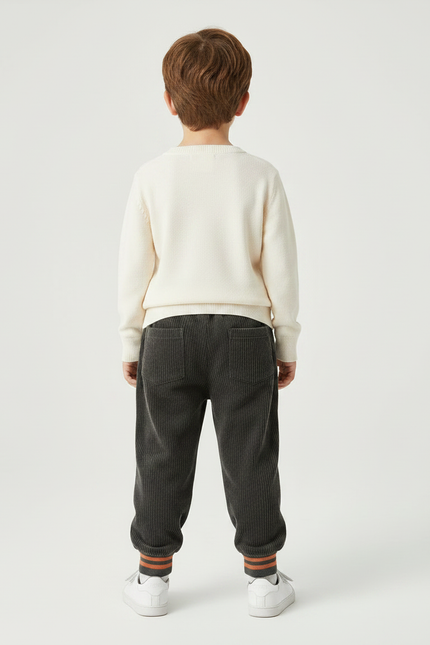 Pantalon Velours Côtelé Gris Décontracté Ours Enfant - Cordé - vue 2
