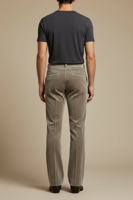 Pantalon Velours Beige Évasé Homme Décontracté Élégant - vue 2