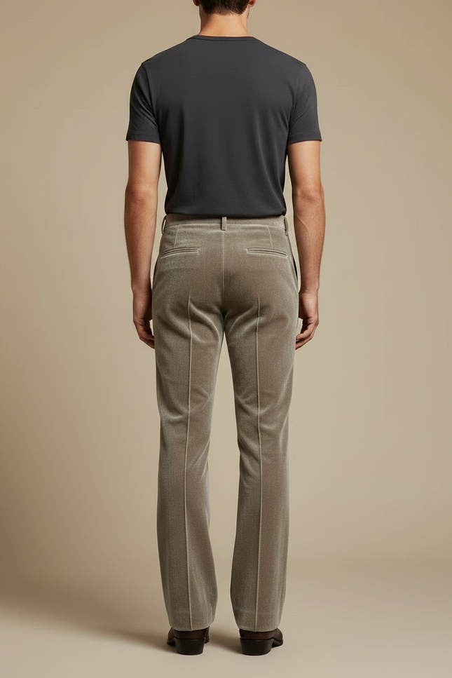 Pantalon Velours Beige Évasé Homme Décontracté Élégant - vue 2