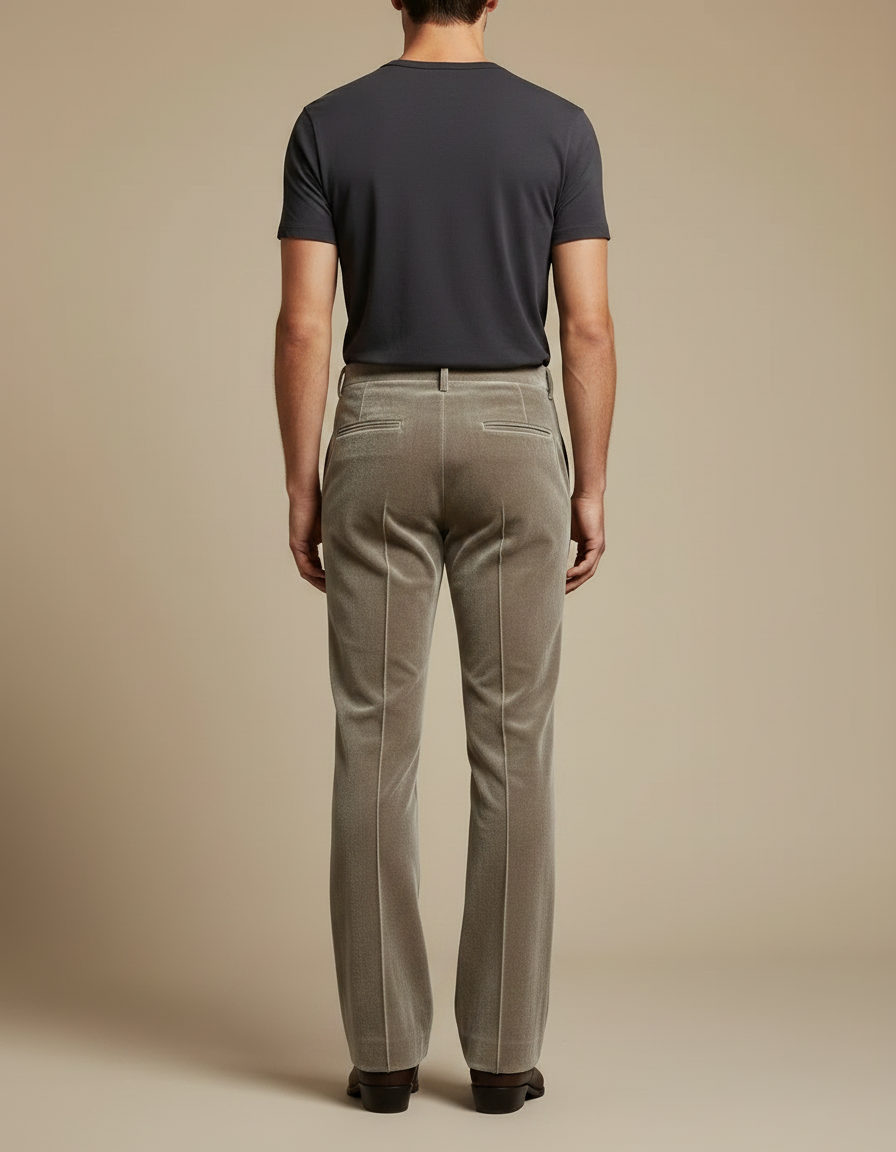 Pantalon Velours Beige Évasé Homme Décontracté Élégant - vue 2