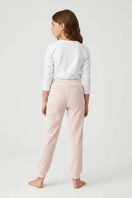 Pantalon Velours Rose Enfant Jogging Doux Décontracté - vue 2