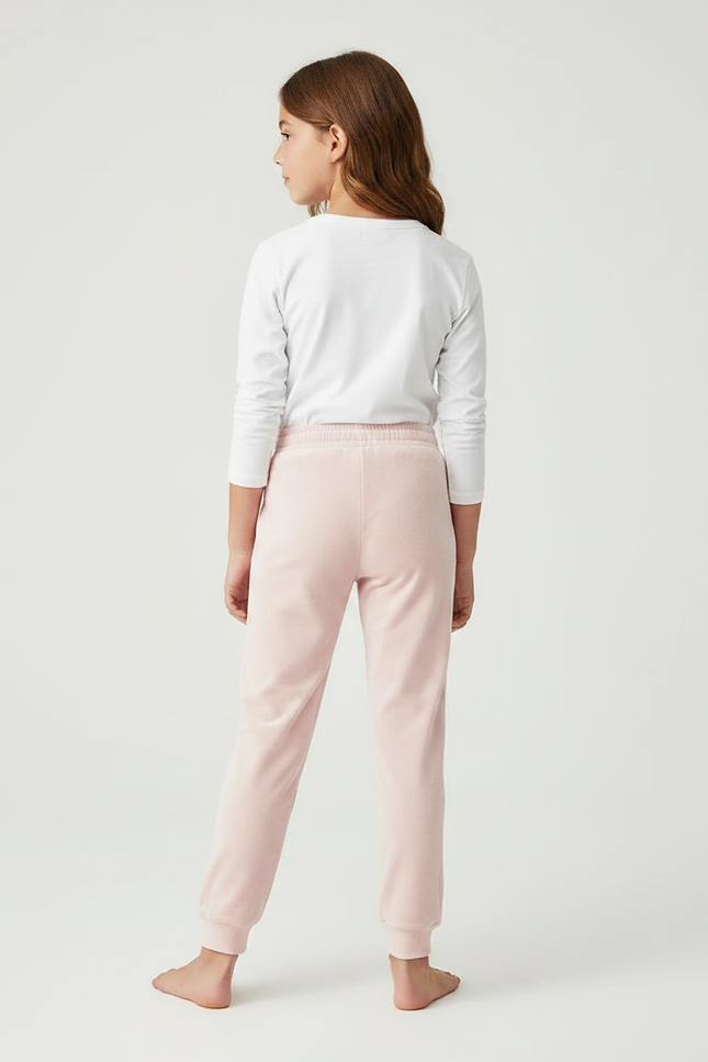 Pantalon Velours Rose Enfant Jogging Doux Décontracté - vue 2