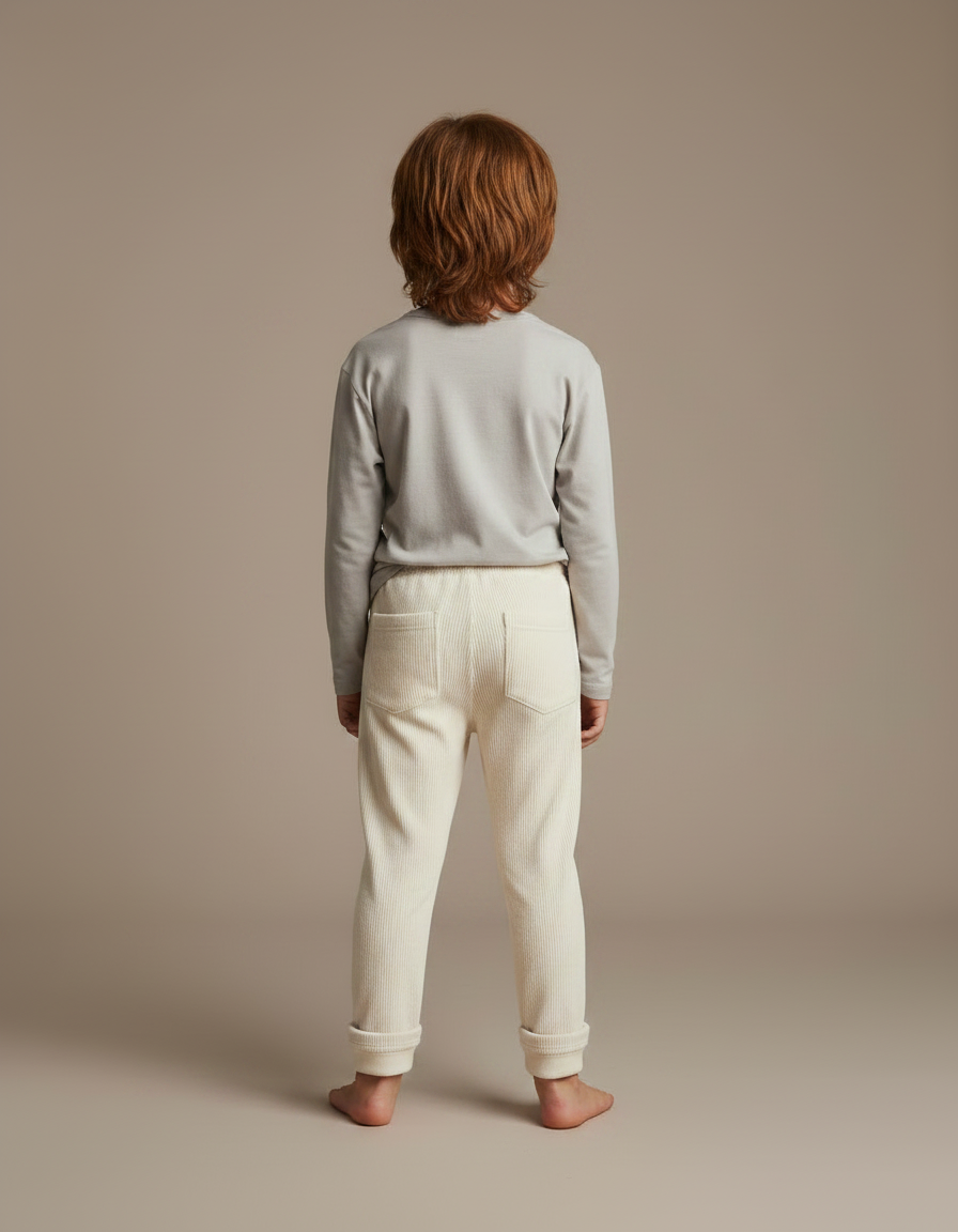 Pantalon Velours Blanc Bebe - Beige Cordé - vue 2