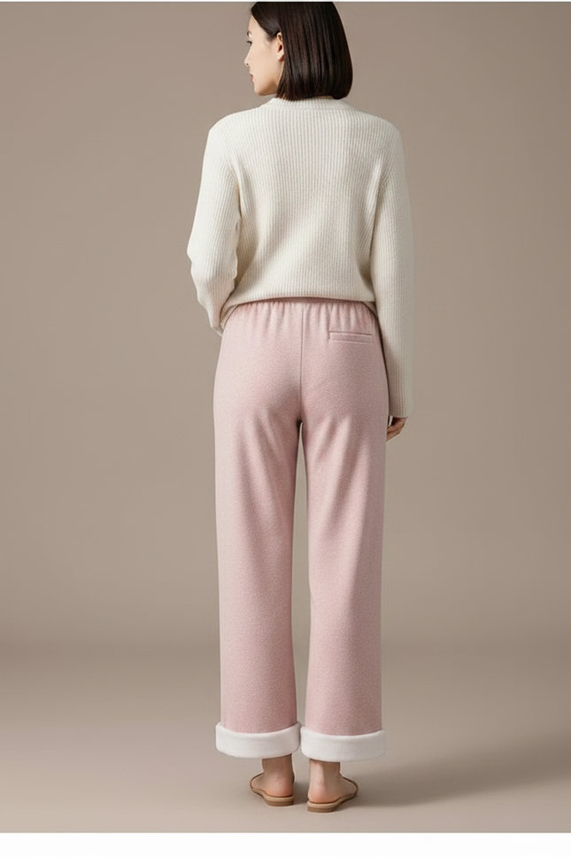 Pantalon Velours Rose Ample Droit Doublé Chaud - vue 2