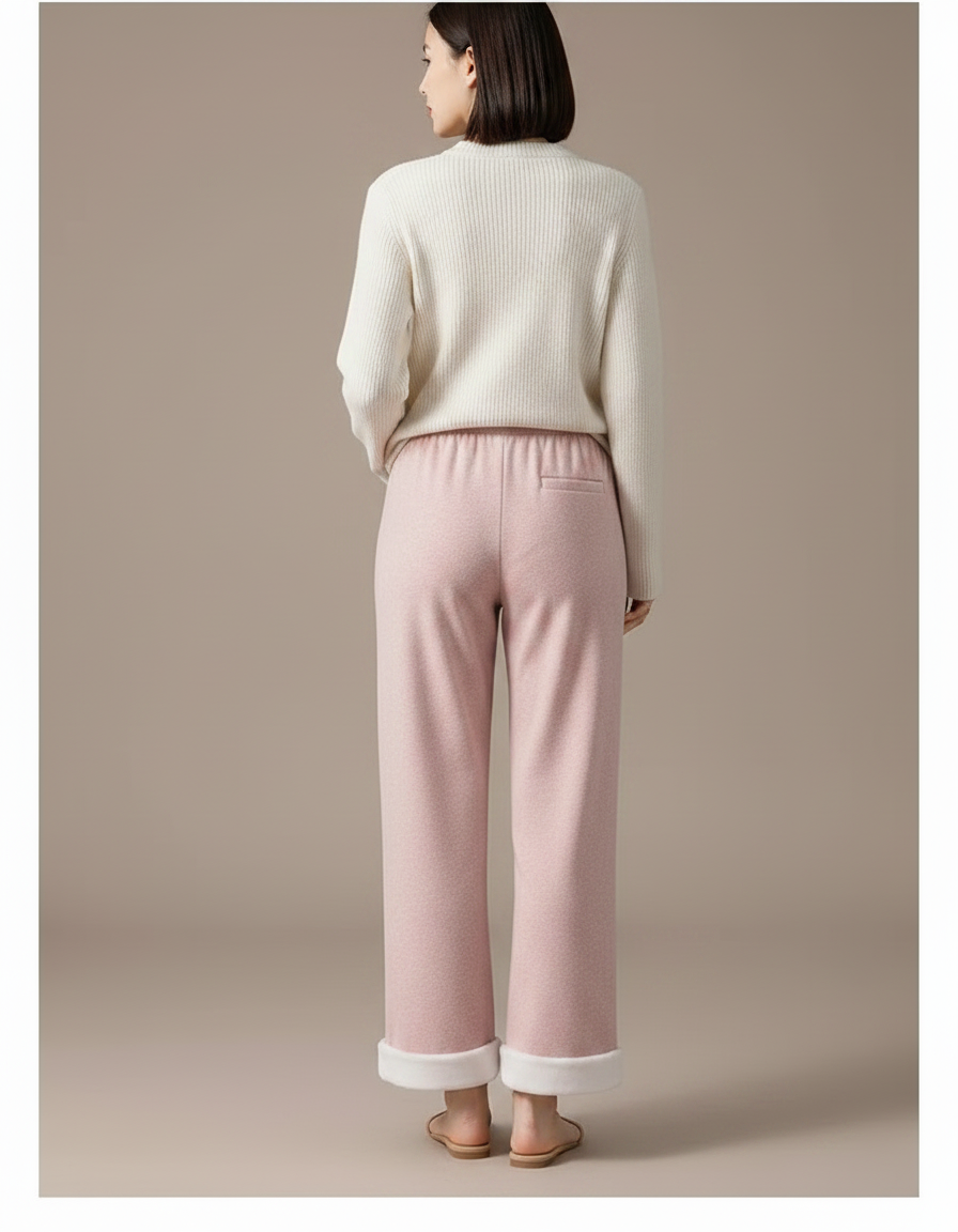 Pantalon Velours Rose Ample Droit Doublé Chaud - vue 2