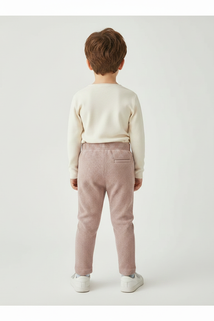 Pantalon Velours Côtelé Rose Enfant Doux Ajusté - Cordé - vue 2