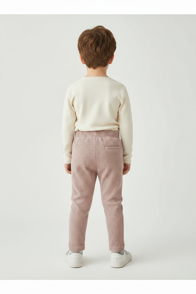 Pantalon Velours Côtelé Rose Enfant Doux Ajusté - Cordé - vue 2