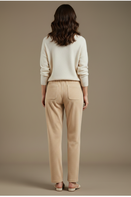 Pantalon Velours Beige Droit Décontracté Cordon Femme - vue 2
