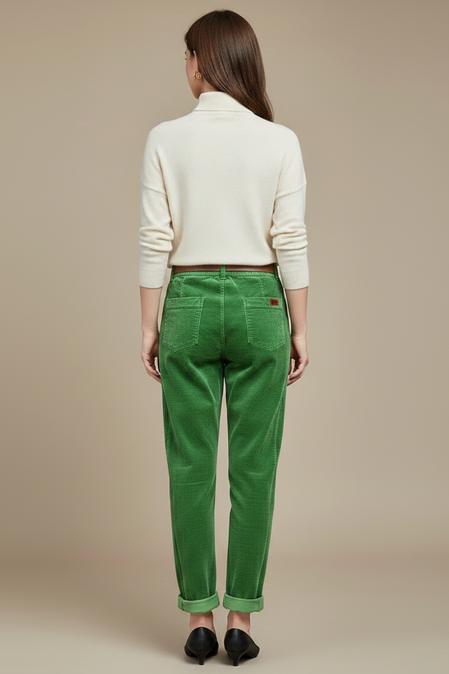 Pantalon Velours Femme Vert Baggy - Cordé - vue 2