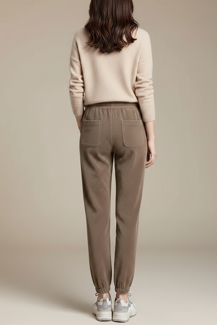 Pantalon Velours Marron Côtelé Jogger Chaud Femme - Cordé - vue 2