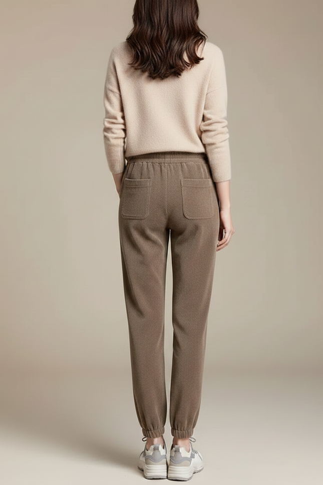 Pantalon Velours Marron Côtelé Jogger Chaud Femme - Cordé - vue 2