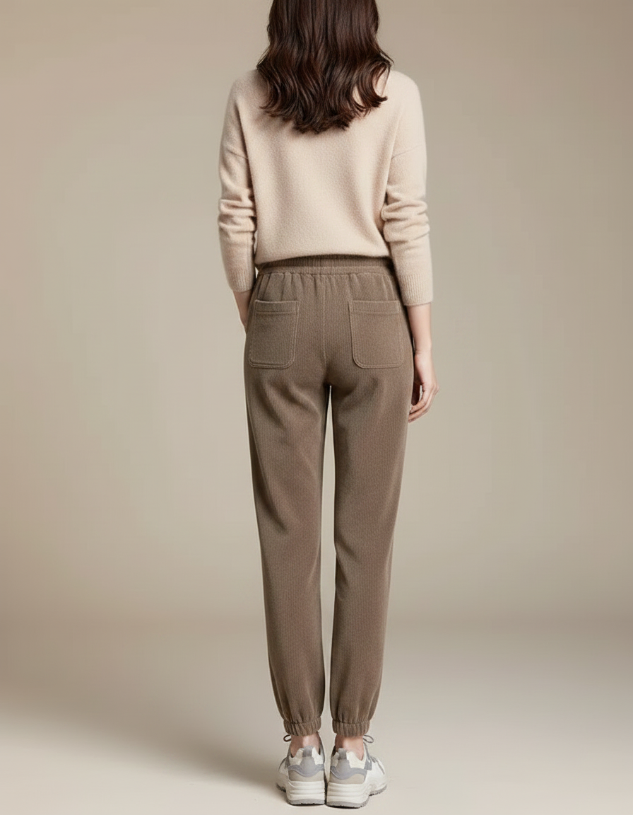 Pantalon Velours Marron Côtelé Jogger Chaud Femme - Cordé - vue 2