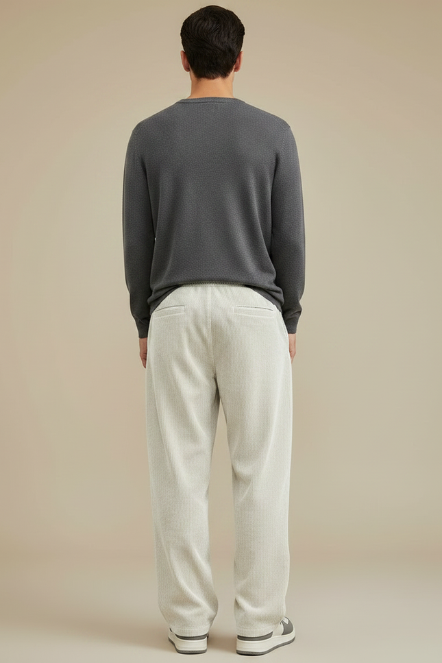 Pantalon Velours Côtelé Ample Décontracté Beige Homme - Cordé - vue 2