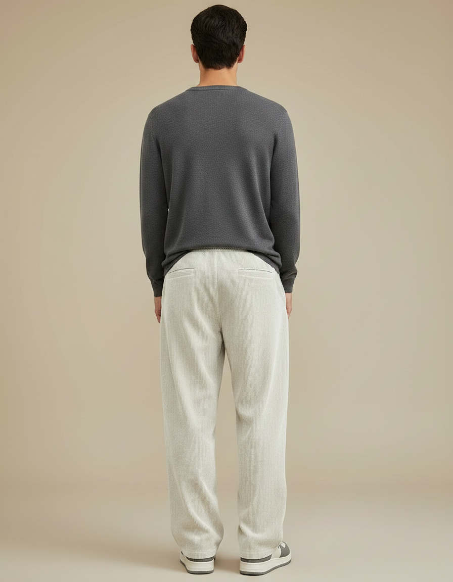 Pantalon Velours Côtelé Ample Décontracté Beige Homme - Cordé - vue 2