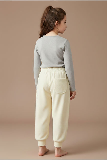 Pantalon Velours Écru Ample Côtelé Enfant Confortable - Beige Cordé - vue 2