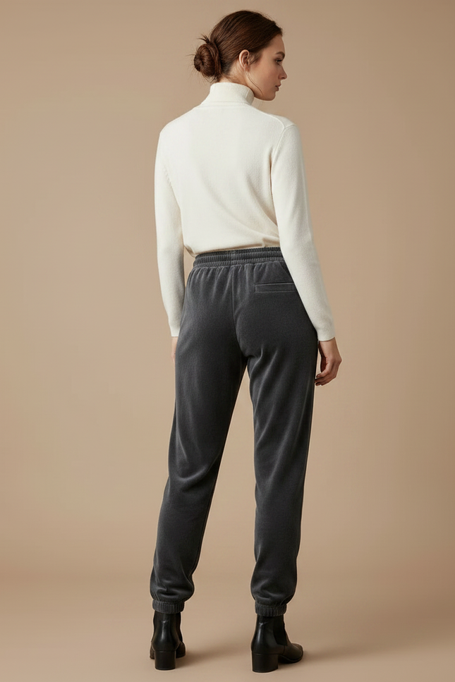 Pantalon Velours Gris Décontracté Confortable Femme - vue 2