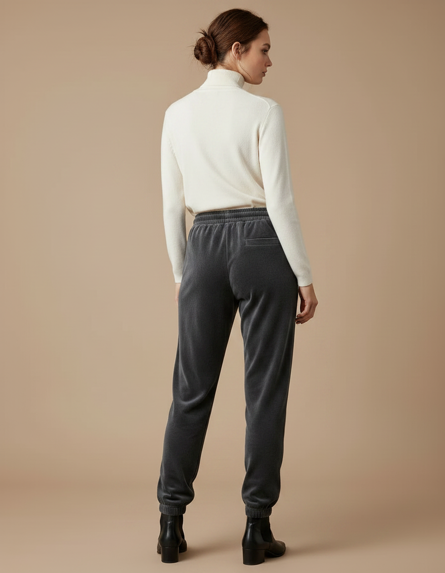 Pantalon Velours Gris Décontracté Confortable Femme - vue 2