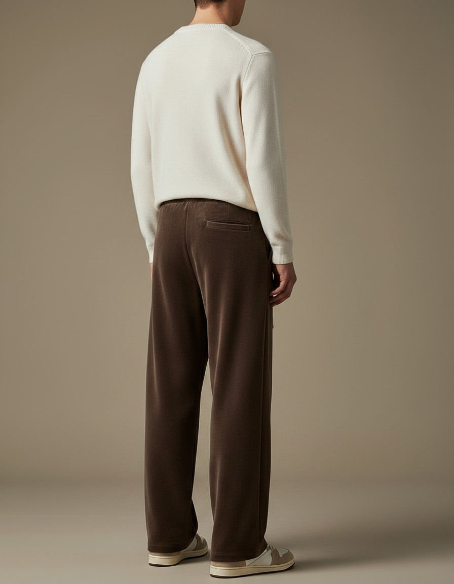 Pantalon Velours Marron Ample Décontracté Homme - vue 2