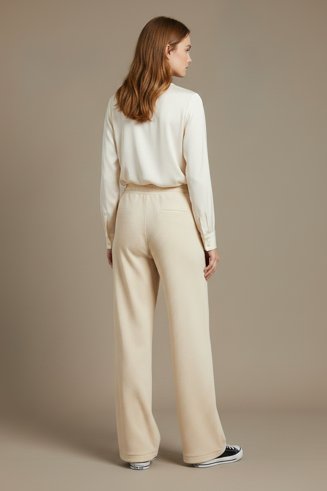Pantalon Velours Femme Beige Large - Cordé - vue 2