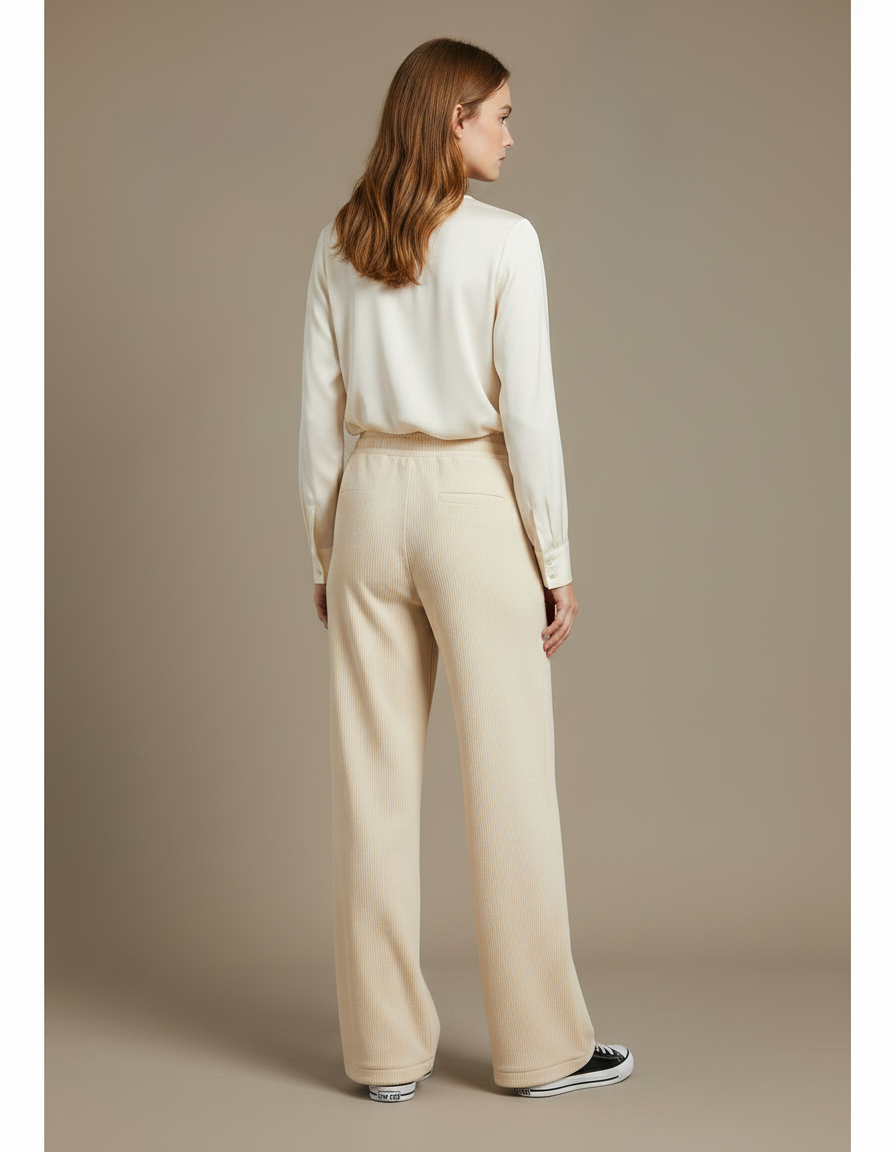 Pantalon Velours Femme Beige Large - Cordé - vue 2