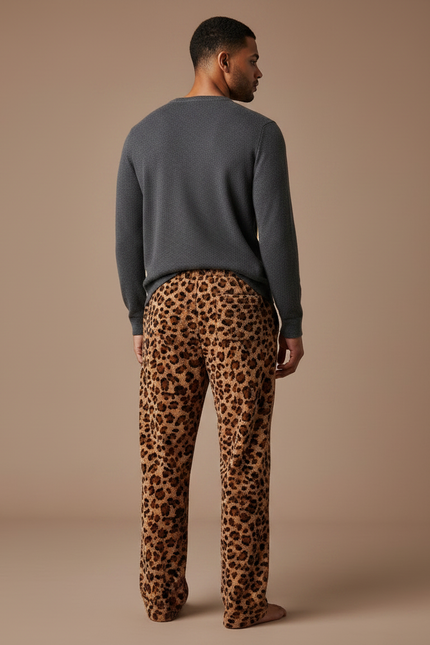 Pantalon Velours Léopard Doux Confortable Homme Hiver - Imprimé - vue 2