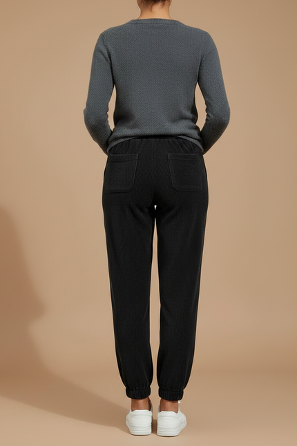 Pantalon Velours Côtelé Noir Cordon Décontracté Femme - Cordé - vue 2