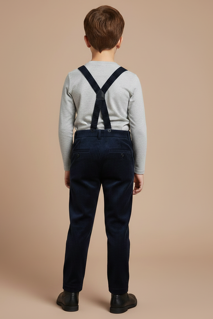 Pantalon Velours Cotelé Bleu - Marine - vue 2