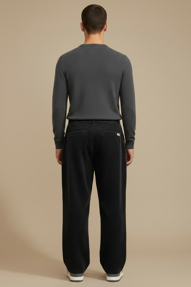 Pantalon Velours Grande Taille Homme - Noir Cordé - vue 2
