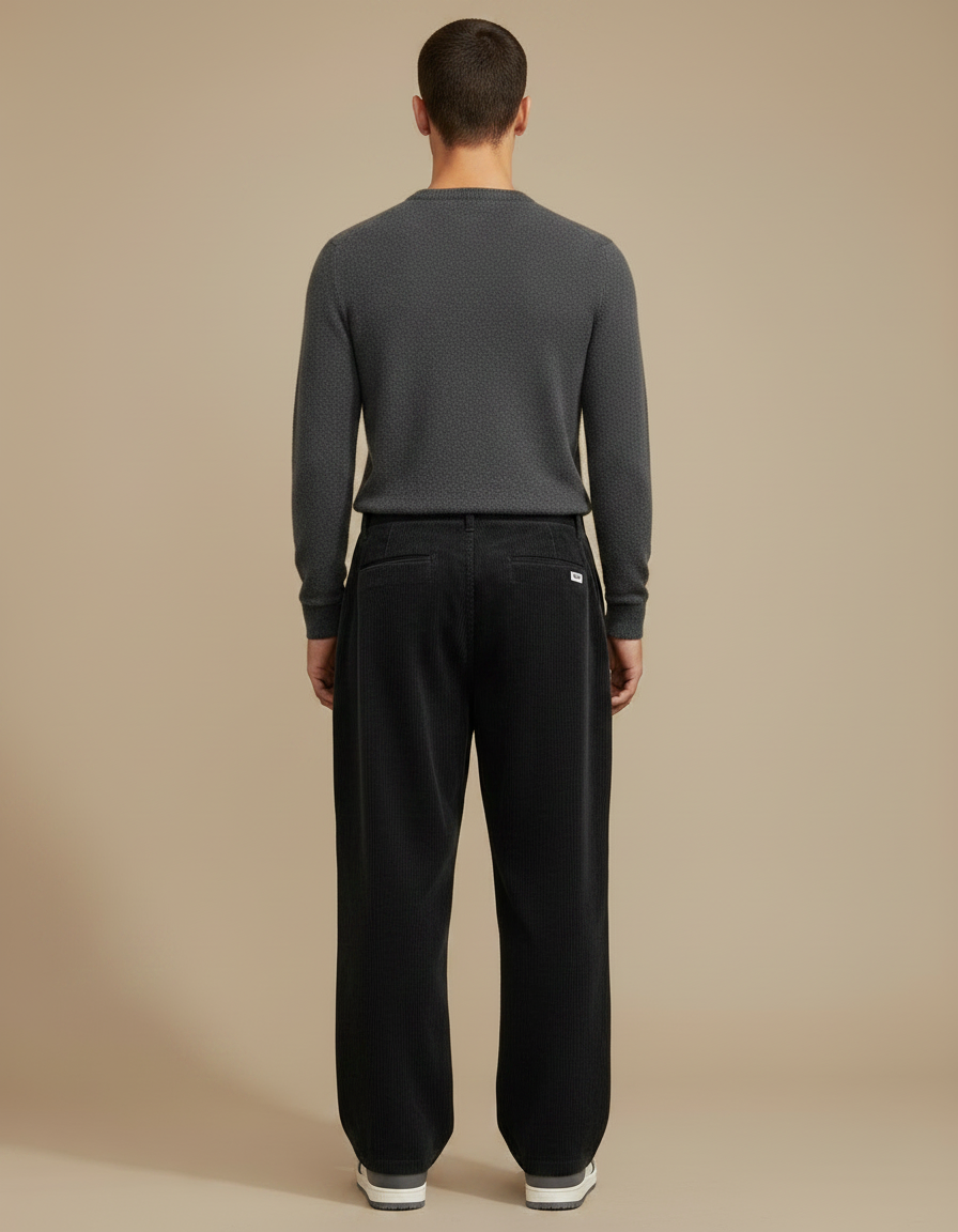 Pantalon Velours Grande Taille Homme - Noir Cordé - vue 2