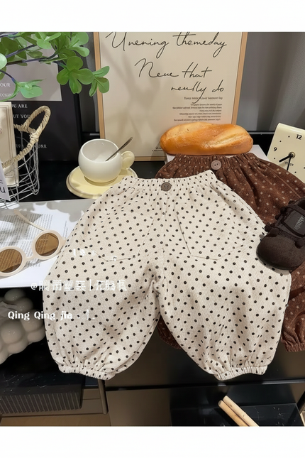 Pantalon Velours Beige Côtelé Points Ample Enfant - Cordé