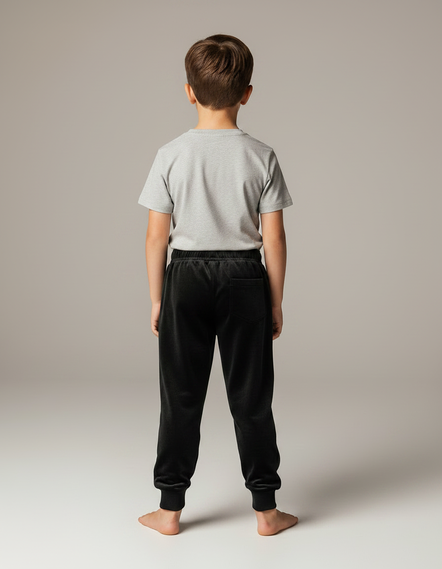 Pantalon Velours Noir Doux Enfant Confortable - vue 2