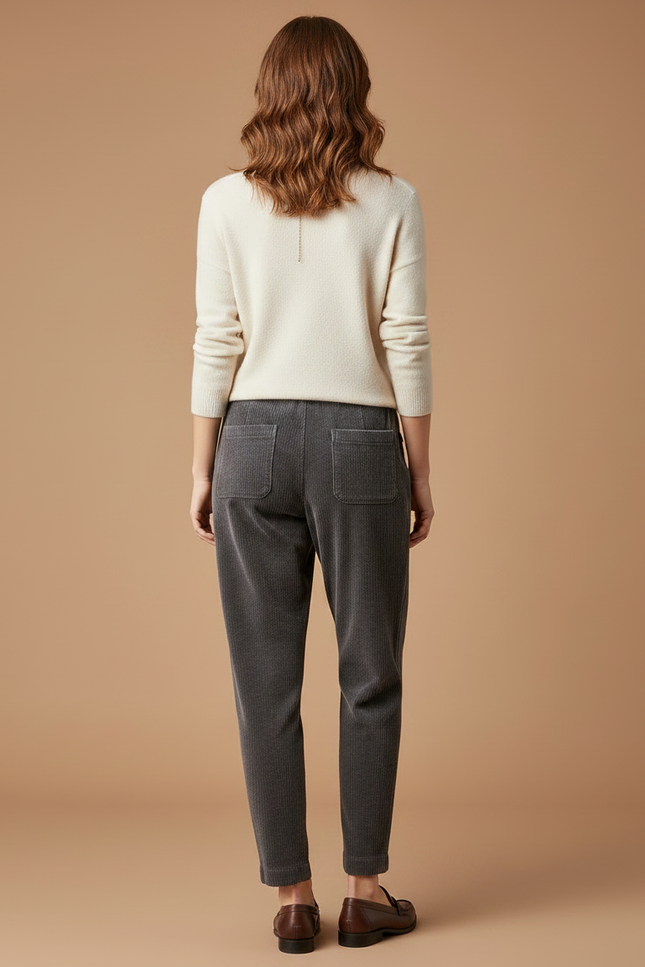 Pantalon Velours Côtelé Gris Décontracté Femme Chic Harem - Cordé - vue 2